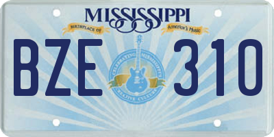 MS license plate BZE310