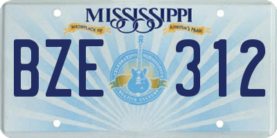 MS license plate BZE312
