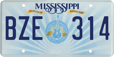 MS license plate BZE314