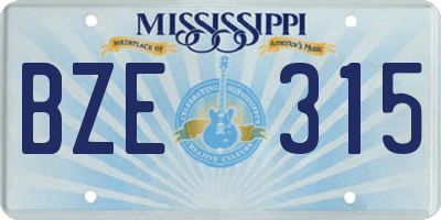 MS license plate BZE315