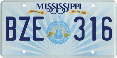 MS license plate BZE316