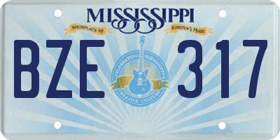 MS license plate BZE317