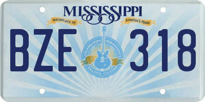 MS license plate BZE318
