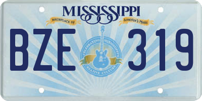 MS license plate BZE319