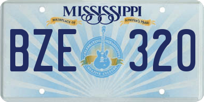 MS license plate BZE320
