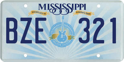 MS license plate BZE321