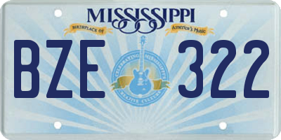MS license plate BZE322