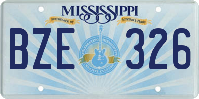 MS license plate BZE326