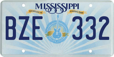 MS license plate BZE332