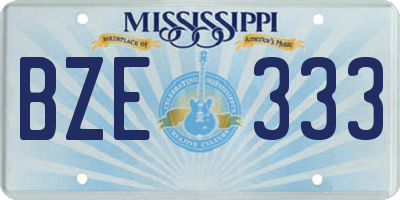MS license plate BZE333