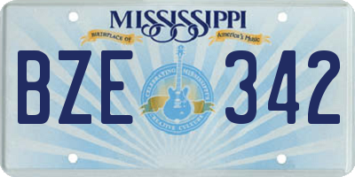 MS license plate BZE342
