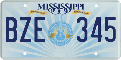 MS license plate BZE345
