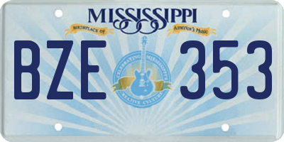 MS license plate BZE353
