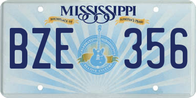 MS license plate BZE356