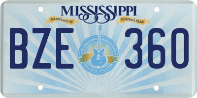 MS license plate BZE360