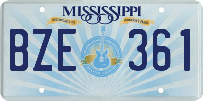 MS license plate BZE361
