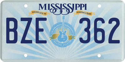 MS license plate BZE362