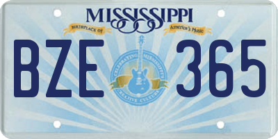 MS license plate BZE365
