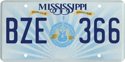 MS license plate BZE366