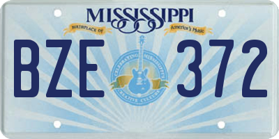 MS license plate BZE372