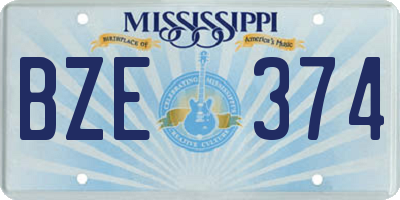 MS license plate BZE374