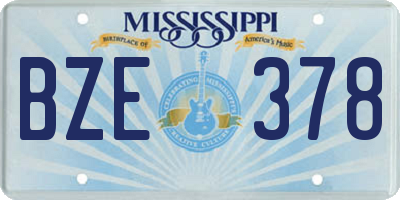 MS license plate BZE378