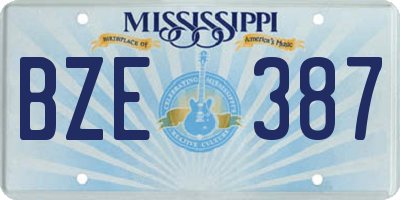 MS license plate BZE387