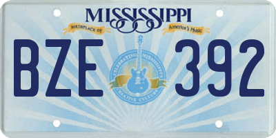 MS license plate BZE392