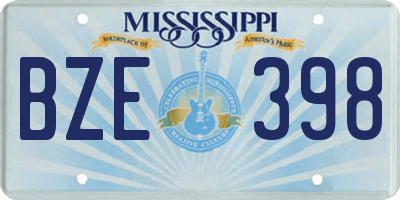 MS license plate BZE398