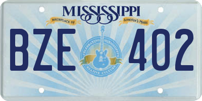 MS license plate BZE402