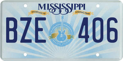MS license plate BZE406