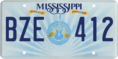 MS license plate BZE412
