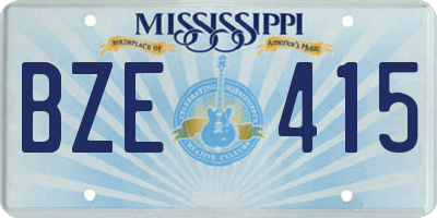 MS license plate BZE415