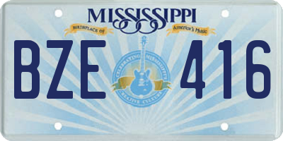 MS license plate BZE416