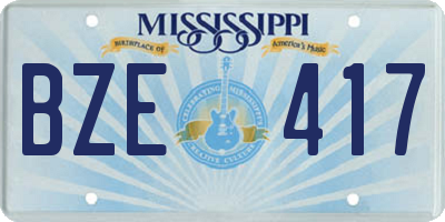 MS license plate BZE417