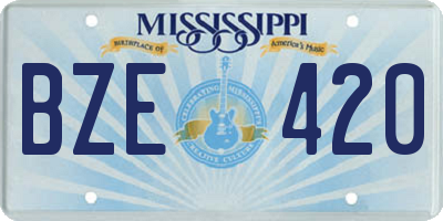 MS license plate BZE420