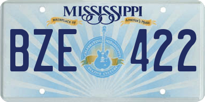 MS license plate BZE422