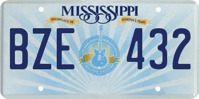 MS license plate BZE432