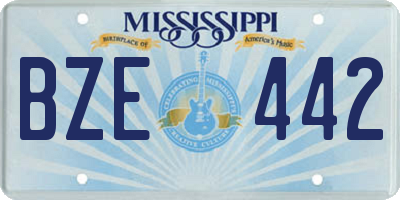 MS license plate BZE442