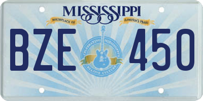 MS license plate BZE450