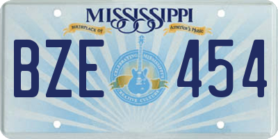 MS license plate BZE454