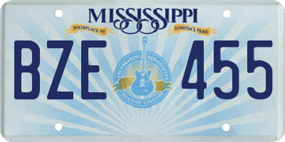 MS license plate BZE455
