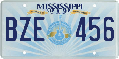 MS license plate BZE456
