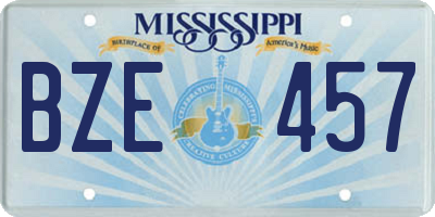 MS license plate BZE457