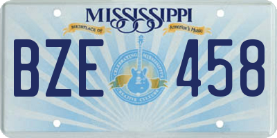 MS license plate BZE458