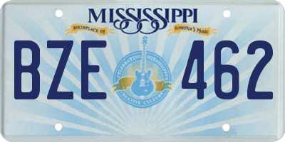 MS license plate BZE462