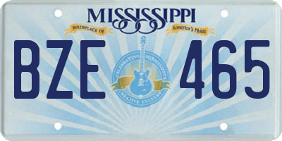 MS license plate BZE465