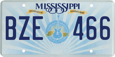 MS license plate BZE466