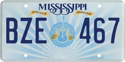 MS license plate BZE467