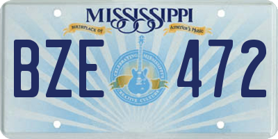MS license plate BZE472